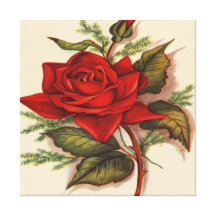 Toile enveloppée par prime de rose rouge (lustre) impression sur toile