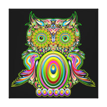 Toile psychédélique de Popart de hibou Impressions Sur Toile