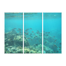 Toile tropicale sous-marine de scène de poissons impression sur toile