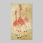 Toile vintage de girafes de rose rouge impressions sur toile