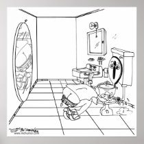 Toilet is embarrassed by a plumber’s butt crack.