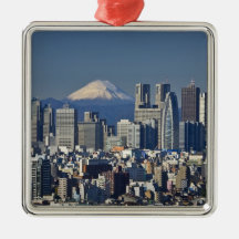 Tokyo, Shinjuku District Skyline, Mount Fuji, Christmas Ornament