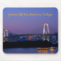 Tokyo Skyline Tower Rainbow Bridge Odaiba Night Mousepads