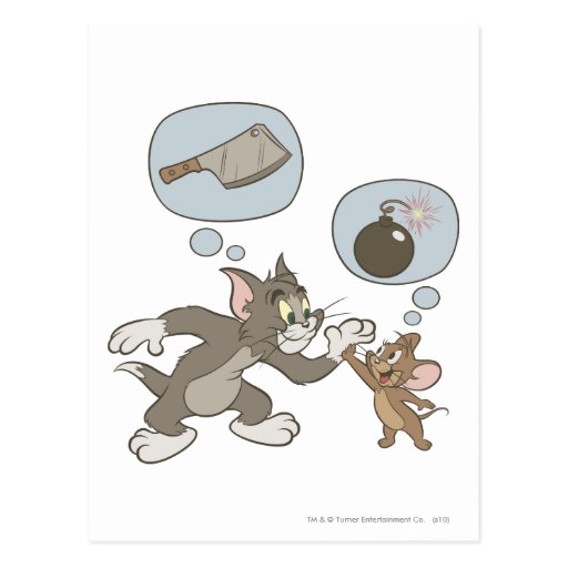 Tom and Jerry Evil Thoughts Postcard Zazzle