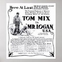 Tom Mix 1918 vintage movie ad poster