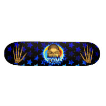 Tom skull blue fire Skatersollie skateboard.
