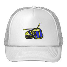 Tom Upside Down Snare Graphic BLue Yellow Mesh Hats