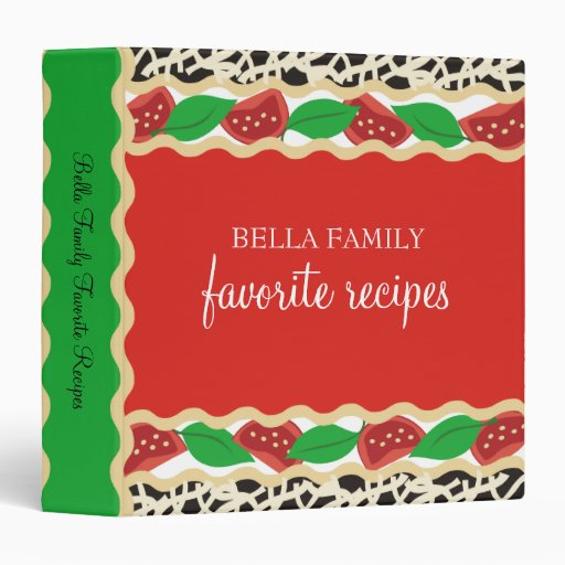 Tomato basil lasagna Italian food recipe binder