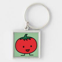 Tomato Happy Square Key Chain