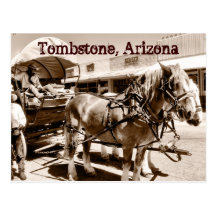 Tombstone Arizona Horses Covered Wagon Postcard