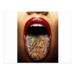 tongue tattoo design postcard