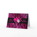 Too cute goth punk zebra heart fuschia black skull