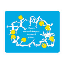 Too Much Pilates Postcard , blue