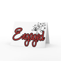 ToonDoveEngagedRed Greeting Card