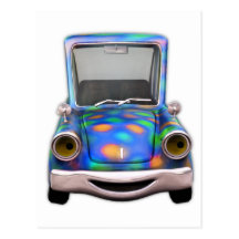 Toot! Toot! the Cute Little Cartoon Car Post Card