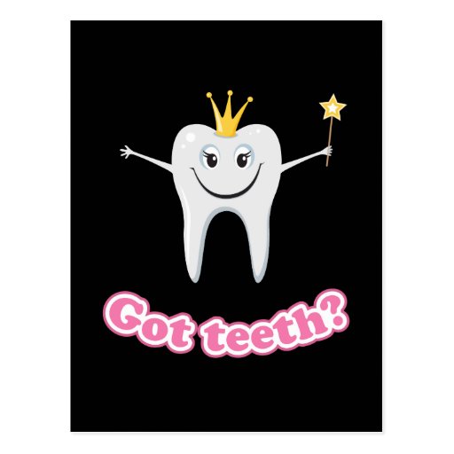 Tooth fairy got teeth postcard