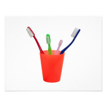 Toothbrushes and cup personalized invitations