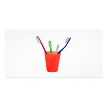 Toothbrushes and cup custom photo card