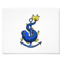 toothed blue fish around anchor.png photo print