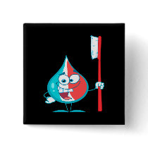 Toothpaste Character Holding A Toothbrush Button