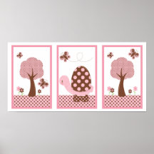 Tootsie Turtle Wall Print Pink-Brown