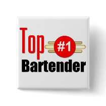Top Bartender Pinback Buttons
