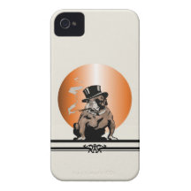 Top Dog Vintage Bulldog with Cigar and Top Hat iPhone 4 Case-Mate Cases