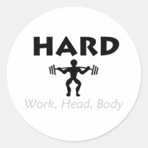 TOP Hard Work Head Body Round Stickers