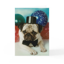 Top Hat Birthday Pug Card