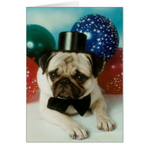 Top Hat Birthday Pug Card