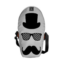 Top hat, glasses and moustache courier bag