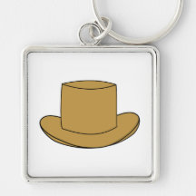 Top Hat illustration. Brown. Keychain
