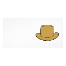 Top Hat illustration. Brown. Photo Greeting Card
