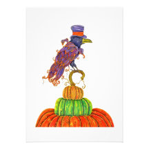 Top Hat Raven Halloween Invitation