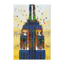 Top of the Empire State Psychedelic NYC Style Stretched Canvas Print