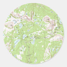Topographic Map Round Sticker