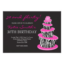 Topsy Turvy Zebra Cake Birthday invitation