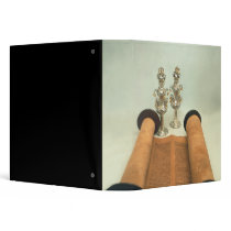 Torah scroll with Silver Crown finials binders