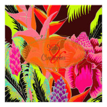 Torch Ginger and heliconia/Luau Wedding Custom Invitations