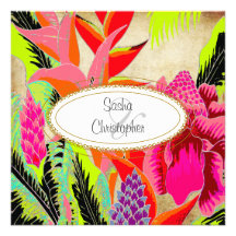 Torch Ginger+heliconia/Luau Wedding Personalized Announcements