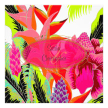 Torch Ginger+heliconia/Luau Wedding Personalized Invitation