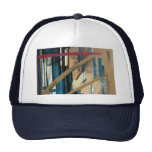 Torn curtains, mixed media, collage on paper trucker hats