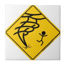 Tornado Warning Sign Ceramic Tiles