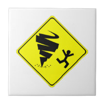 Tornado Warning Sign Ceramic Tiles