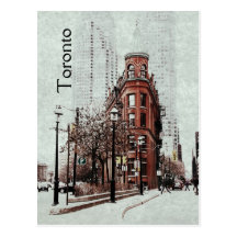 Toronto flat iron building - retro styled postcard