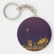 Toronto night skyline keychain