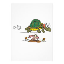 tortoise and the hare funny fable cartoon personalized invitation