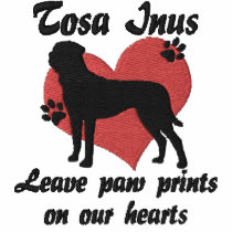 Tosa Inus Leave Paw Prints Embroidered T-Shirt