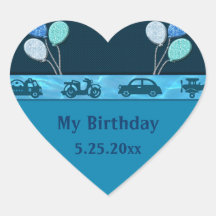 Total Birthday Boy In Blue Date Saver Heart Stickers