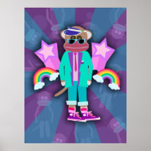 Totally 80s customizable monkey poster